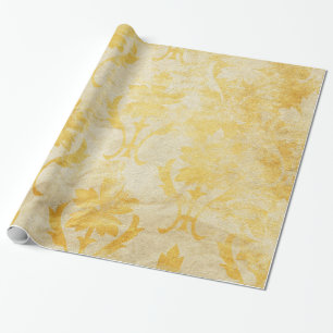 Yellow Damasks Grungy Pattern Wrapping Paper