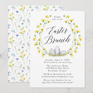 Yellow Dandelion Easter Brunch Invitation