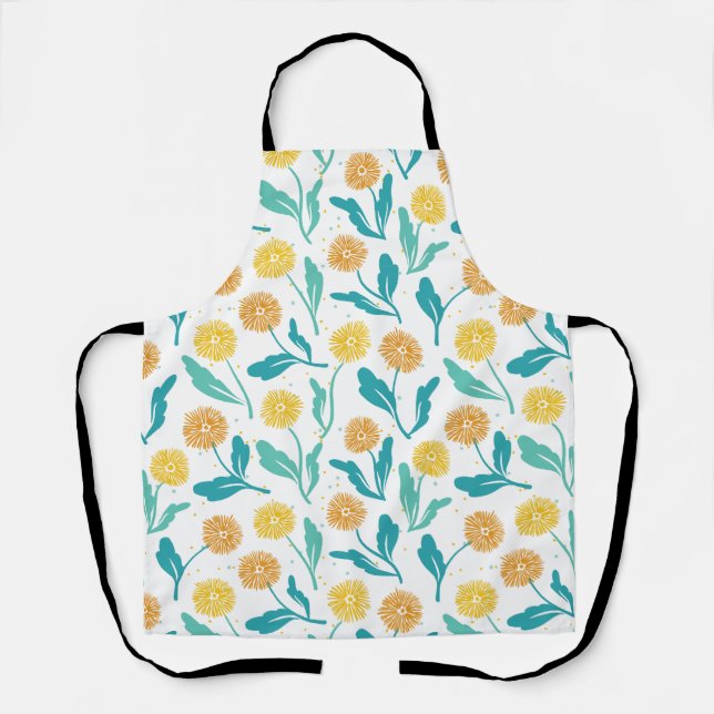 Yellow Dandelion Floral Pattern - Nature-Inspired  Apron (Front)