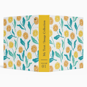 Yellow Dandelion Floral Pattern - Nature-Inspired  Binder