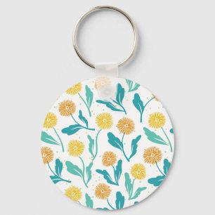 Yellow Dandelion Floral Pattern - Nature-Inspired  Keychain