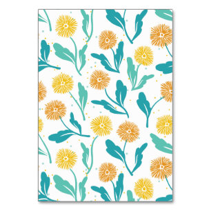 Yellow Dandelion Floral Pattern - Nature-Inspired Table Number