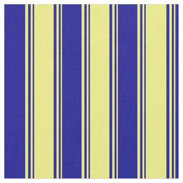 Yellow & Dark Blue Striped/Lined Pattern Fabric (Close Up)