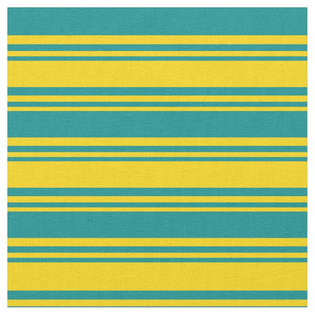 Yellow & Dark Cyan Coloured Pattern Fabric (Close Up)