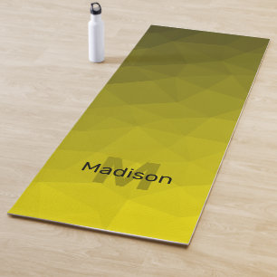 Yellow dark geometric mesh ombre pattern Monogram Yoga Mat