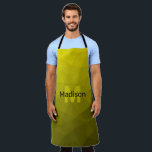 Yellow dark ombre geometric mesh pattern Monogram Apron<br><div class="desc">Monogram Personalize with your custom initial and name. Yellow gold ombre gradient geometric mesh pattern modern design. Triangle geometric mesh with light dark yellow gold black ombre gradient.</div>