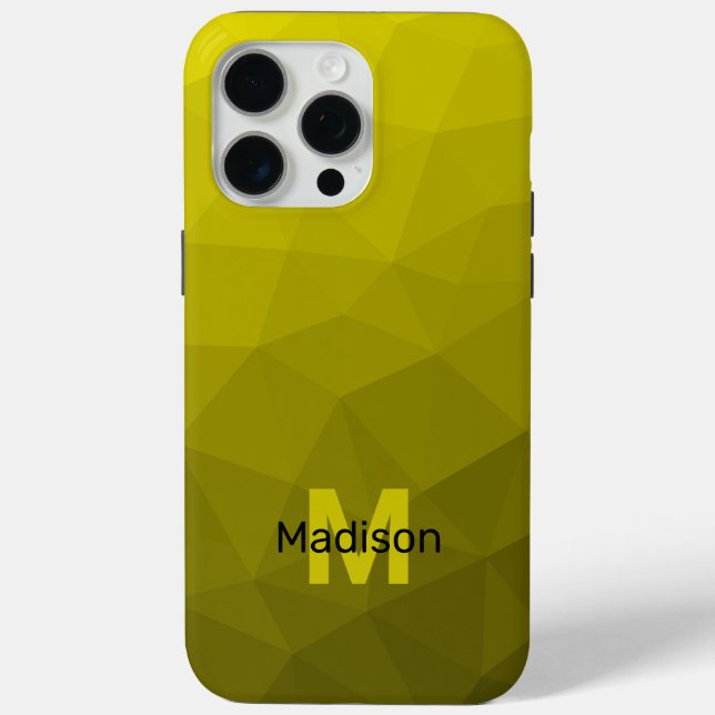 Yellow dark ombre geometric mesh pattern Monogram Case-Mate iPhone Case (Back)