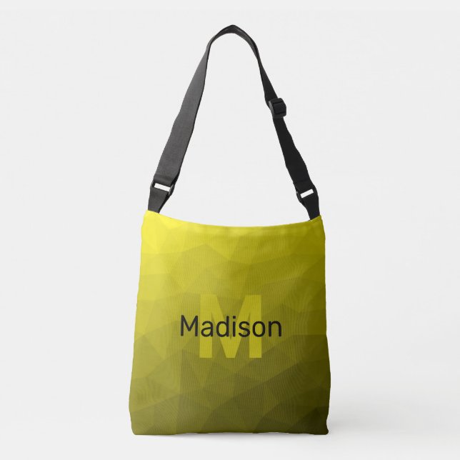 Yellow dark ombre geometric mesh pattern Monogram Crossbody Bag (Front)