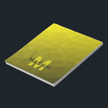 Yellow dark ombre geometric mesh pattern Monogram Notepad<br><div class="desc">Monogram Personalize with your custom initial and name. Yellow gold ombre gradient geometric mesh pattern. 
Triangle geometric mesh with light dark yellow gold black ombre gradient. 
pattern,  ombre,  mesh,  triangles,  geometry,  geometric, gradient,  cool,  
triangle,   bright,  pattern,  digital,  yellow,  gold,  black</div>