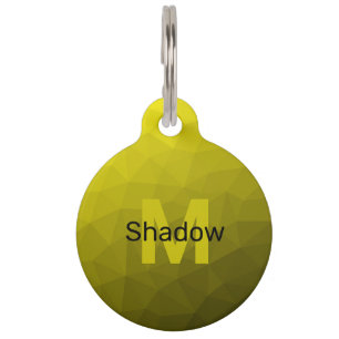 Yellow dark ombre geometric mesh pattern Monogram Pet Tag