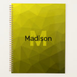 Yellow dark ombre geometric mesh pattern Monogram Planner<br><div class="desc">Monogram Personalize with your custom initial and name. Yellow gold ombre gradient geometric mesh pattern. 
Triangle geometric mesh with light dark yellow gold black ombre gradient. 
pattern,  ombre,  mesh,  triangles,  geometry,  geometric, gradient,  cool,  
triangle,   bright,  pattern,  digital,  yellow,  gold,  black</div>