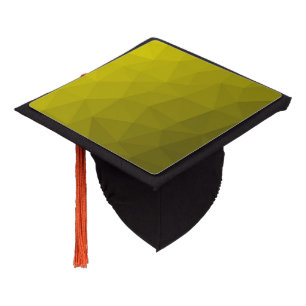 Yellow dark ombre gradient geometric mesh pattern graduation cap topper