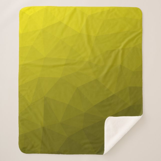 Yellow dark ombre gradient geometric mesh pattern sherpa blanket (Front)