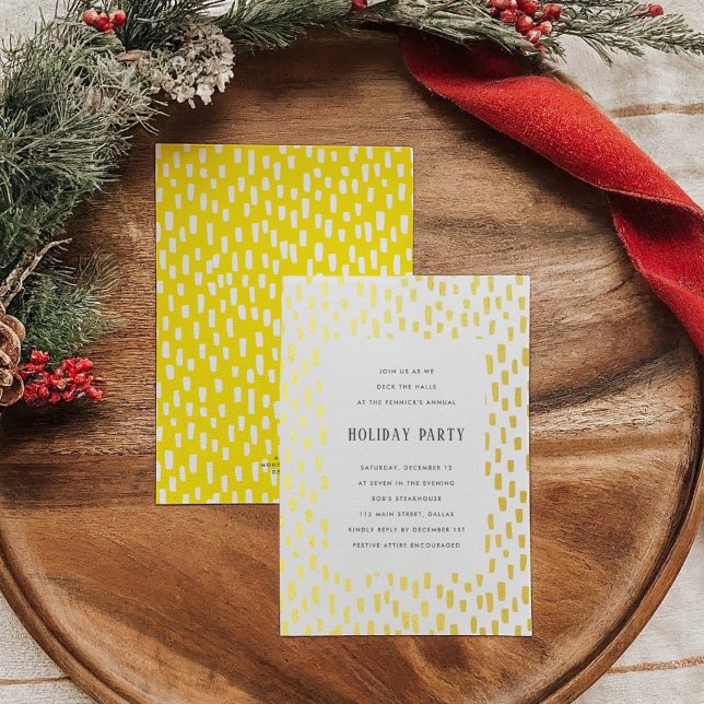 Yellow Dashingly Golden Holiday Party Gold (Yellow Dashingly Golden Holiday Party Gold Foil Invitation)