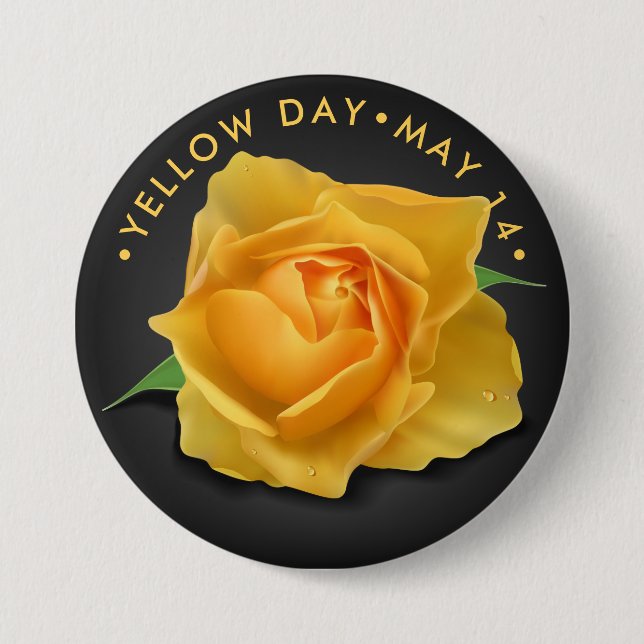 Yellow Day Rose Day 3 Inch Round Button (Front)