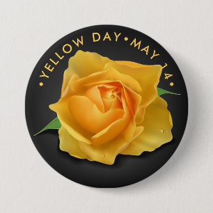Yellow Day Rose Day 3 Inch Round Button