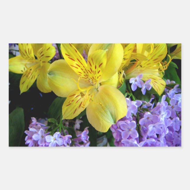 Yellow Daylilies & Purple Lilac Flowers Sticker (Front)