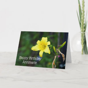 Yellow Daylily Elegant Flower Birthday Card