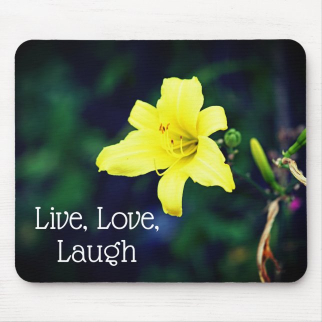 Yellow Daylily Elegant Flower Inspirational Quote Mouse Pad (Front)