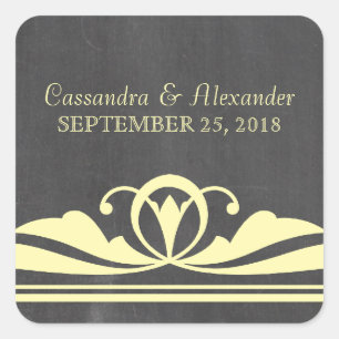 Yellow Deco Chalkboard Wedding Stickers