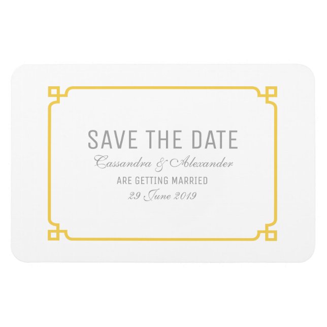 Yellow Deco Chic Save the Date Magnet (Horizontal)