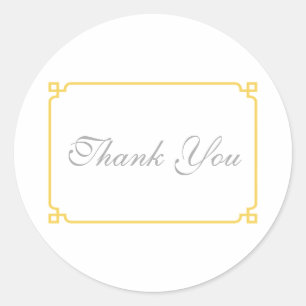 Yellow Deco Chic Wedding Thank You Classic Round Sticker