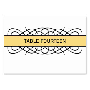 Yellow Deco Flourish Table Card