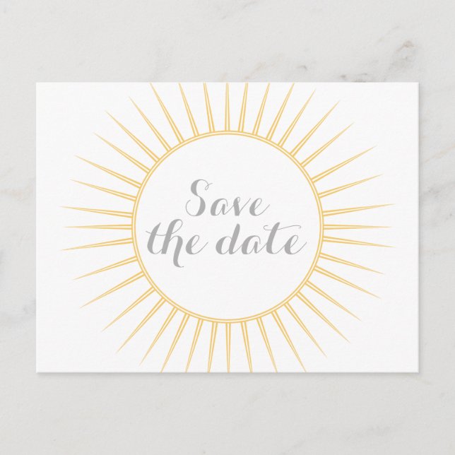 Yellow Deco Retro Save the Date Postcard (Front)