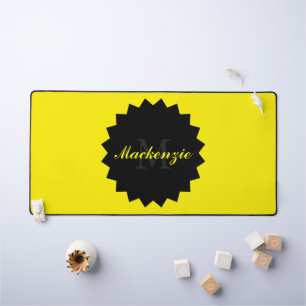 Yellow Desk Mat Personalized with Name and Initial