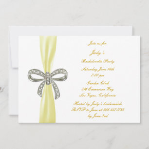 Yellow Diamond Bow Bachelorette Party Invitation