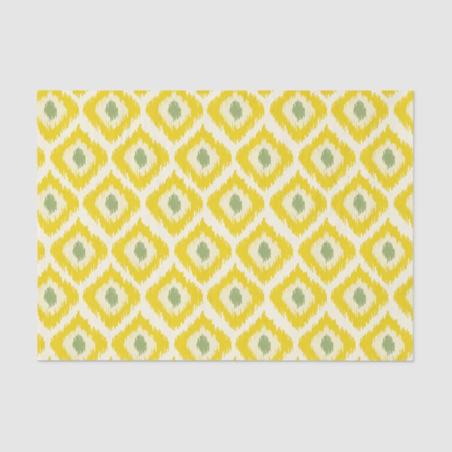 Yellow Diamond Ikat Pattern Tissue Paper (Front)