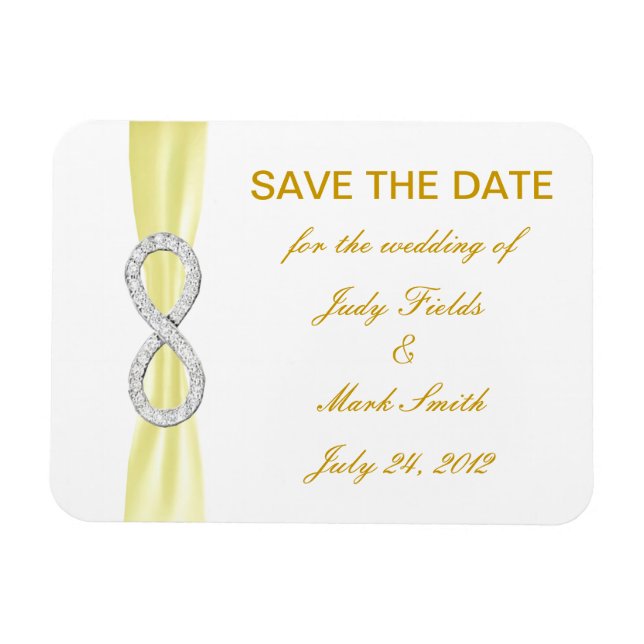 Yellow Diamond Infinity Save The Date Magnet (Horizontal)