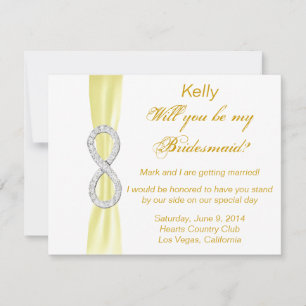Yellow Diamond Infinity Wedding Bridesmaid Card