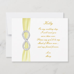 Yellow Diamond Infinity Wedding Maid Of Honour Car Invitation