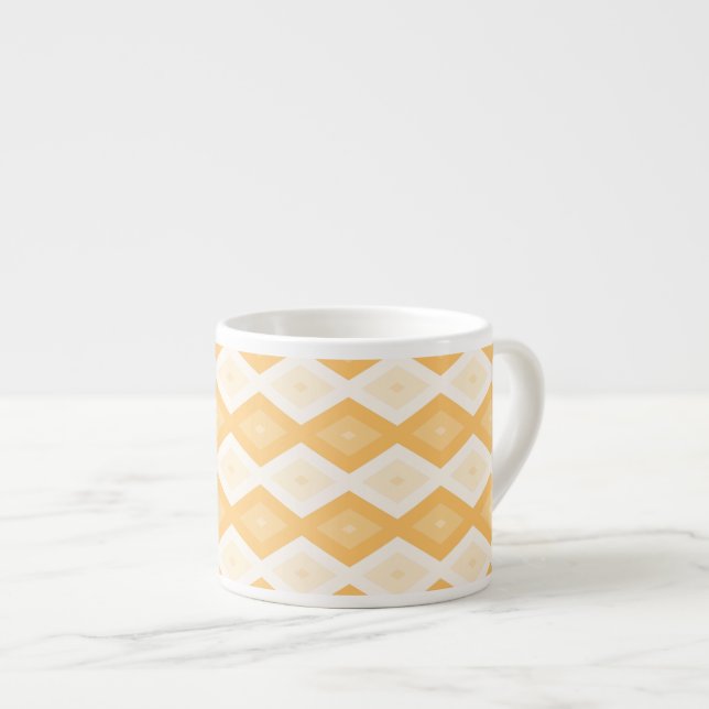 Yellow diamond pattern espresso cup (Front Right)