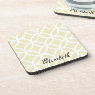 Yellow Diamond Pattern Personalized Coaster