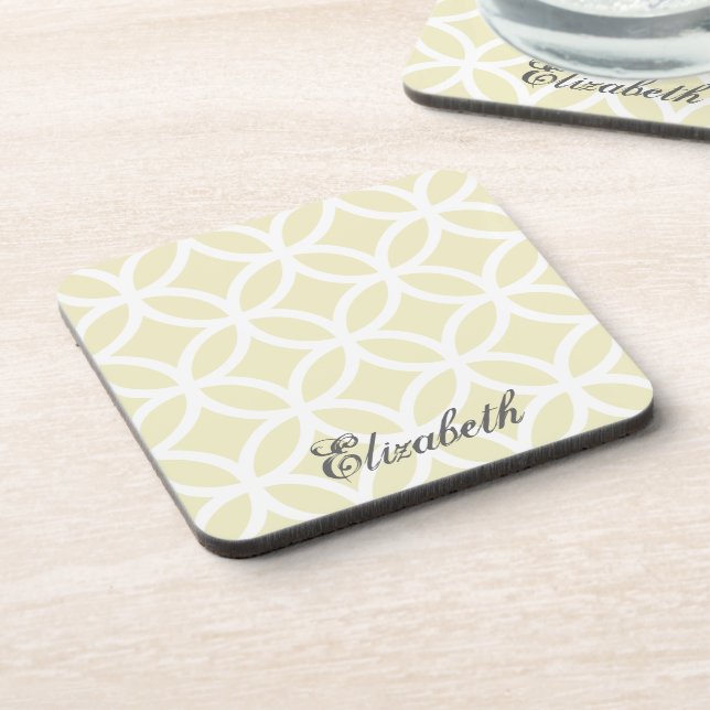 Yellow Diamond Pattern Personalized Coaster (Left Side)