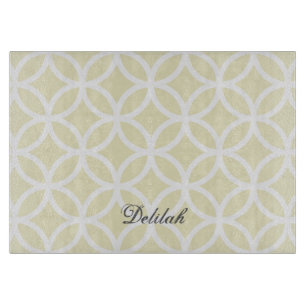 Yellow Diamond Pattern Personalized Cutting Board