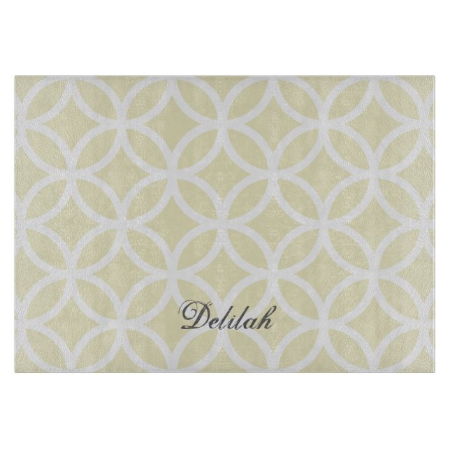 Yellow Diamond Pattern Personalized Cutting Board (Front)