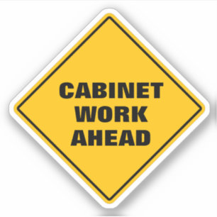 Yellow diamond road SIGN CABINET WORK ahead