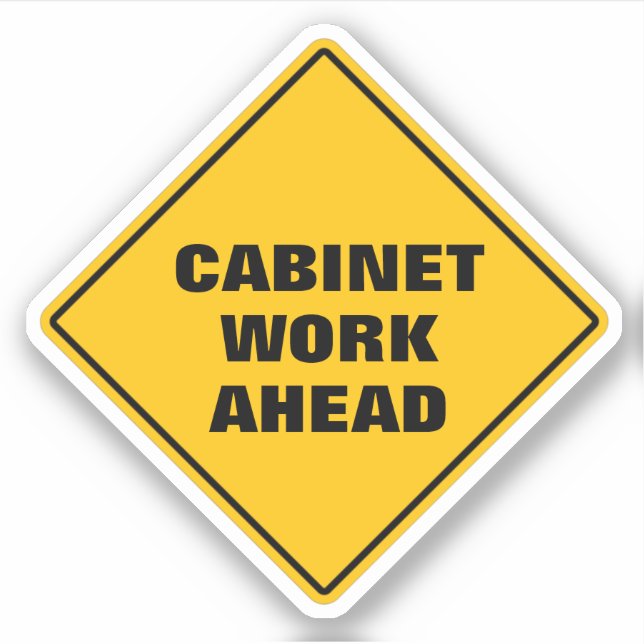 Yellow diamond road SIGN CABINET WORK ahead  (Front)