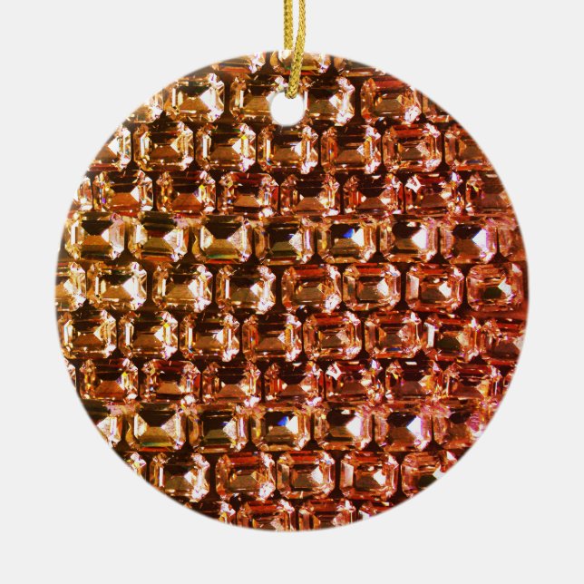 Yellow diamonds,  orange diamonds , gemstone   ceramic ornament (Front)