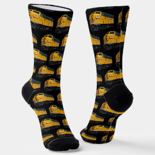 Yellow Diesel Train Locomotive on Black Socks