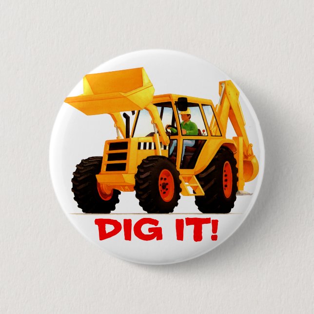 Yellow Digger 2 Inch Round Button (Front)