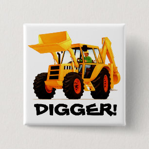 Yellow Digger 2 Inch Square Button
