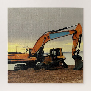 Yellow Digger & Tractor Moving Shingle 676 piece Jigsaw Puzzle