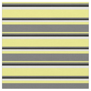 Yellow, Dim Grey, Black, and Light Cyan Lines Fabric