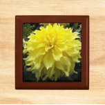 Yellow Dinner Plate Dahlia Floral Gift Box<br><div class="desc">Store trinkets,  jewellery and other small keepsakes in this wooden jewellery box with ceramic tile that features the photo image of a huge,  yellow Dinner Plate Dahlia flower. A lovely,  floral design! Select your gift box size and colour.</div>