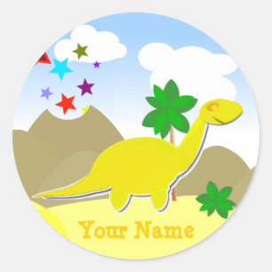 Yellow Diplodocus Dinosaur Name Sticker