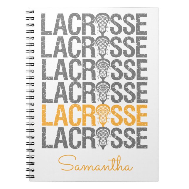 Yellow Distressed Lacrosse Word Notebook (Front)